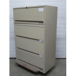 Tan Flip Front Top, 4 Drawer Lateral File Cabinet, Locking